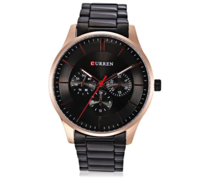 Curren 8282 Analog Quartz Watch For Men Black and Rose Gold - Zoom Image 2