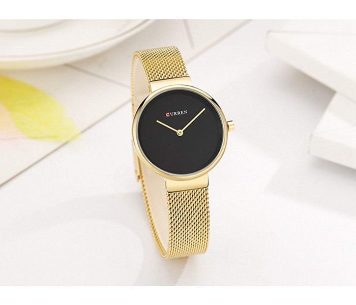 Curren 9016 Stylish Quartz Watch For Women Gold And Black - Zoom Image 2