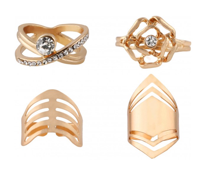 Trendy Rings and Bracelets Set of 7 Pieces TRB07 Gold - Zoom Image 1