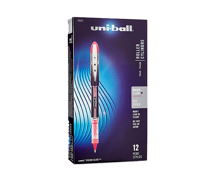 Uni Ball UB-205 Vision Elite Micro Point Rollerball Pens - Red, Pack of 12 - Zoom Image 3