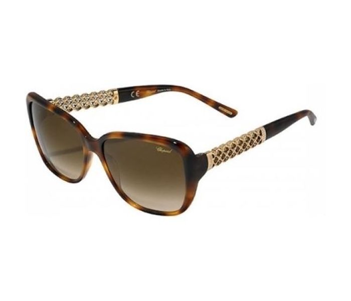 Chopard SCH184S 0752 Oval Shiny Dark Havana Frame & Brown Mirrored Sunglasses for Women - Zoom Image