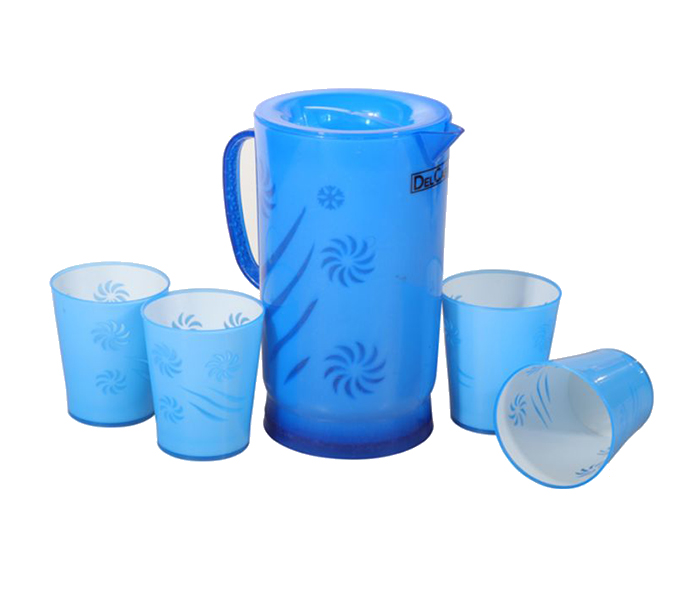 Delcasa DC1347 5 Pieces Water Jug & Glass - Blue - Zoom Image