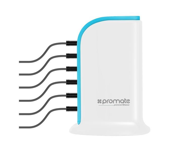 Promate PowerBase 8000mAh Ultra Fast AC Charging Station with 6 USB Ports, White - Zoom Image 2