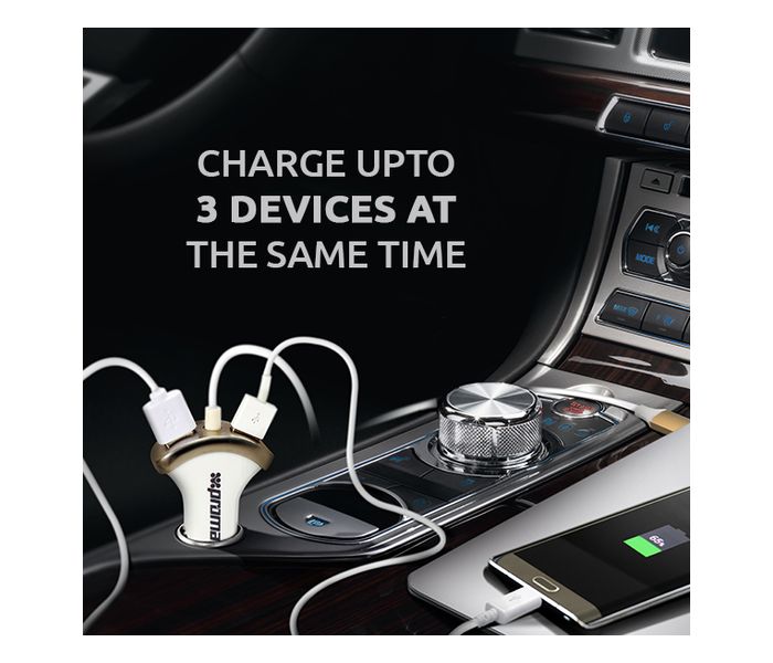 Promate Booster-C 7.2A USB 3.0 Type C Ultra Fast Dual USB Car Charger, Champagne - Zoom Image 6