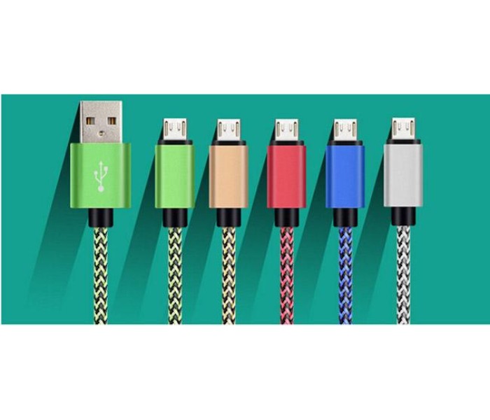 Fast Charging Nylon Micro USB Data Cable for all Android Devices SMCA3 Multicolor - Zoom Image 1