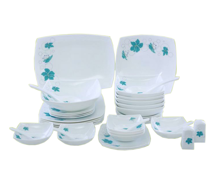 Royalford RF7055 36 Pieces Opal Ware Hard Square Dinner Set - White - Zoom Image 2