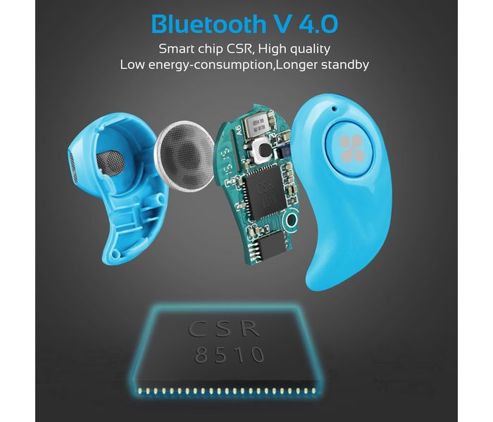 Promate Mondo-3 Lightweight Mini Wireless Mono Earphone with HD Sound Quality, Blue - Zoom Image 2