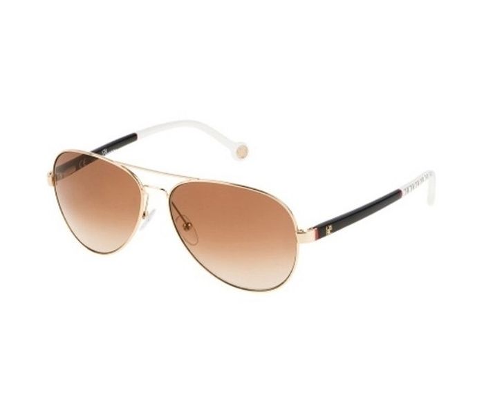 Carolina Herrera SHE070 300G Aviator Gold Frame & Gold Gradient Mirrored Sunglasses for Women - Zoom Image 1