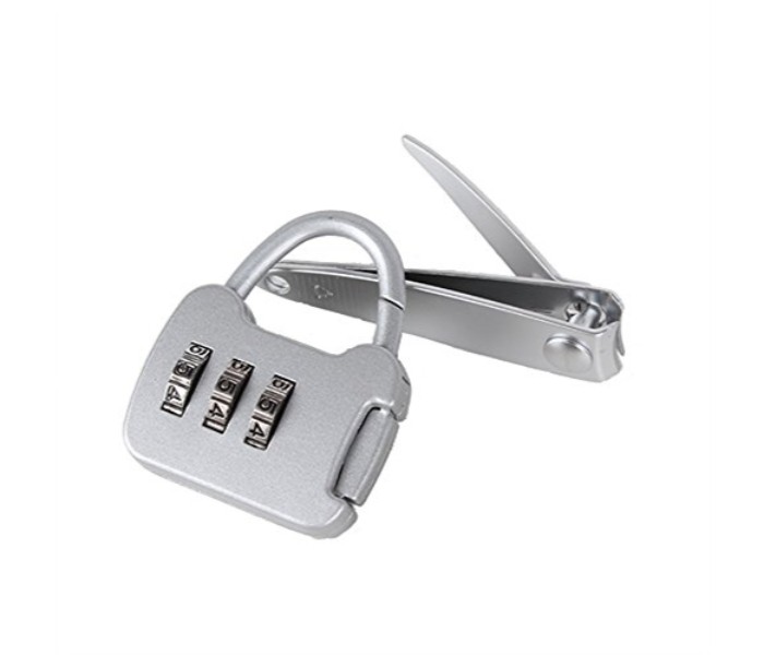 Taqdeer 713B-2 3 Digit Zinc Alloy Resettable Combination Code Locks Password Padlock and a Nail clipper Silver - Zoom Image 1