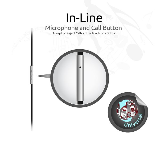 Promate Chrome Metallic Multifunction Stereo Headphones with Microphones, Silver - Zoom Image 5