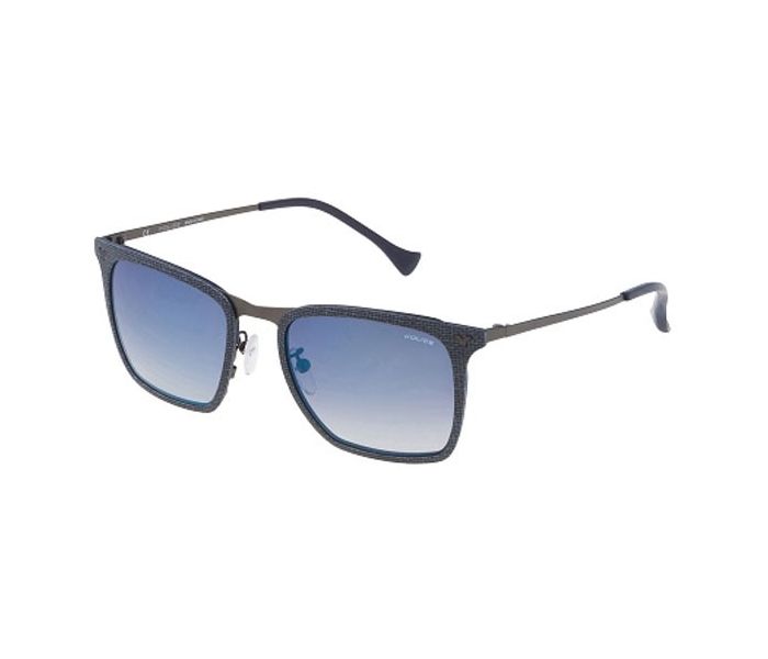 Police SPL154 AG2B Wayfarer Blue Effect Cloth Frame & Blue Gradient Mirrored Sunglasses for Men - Zoom Image