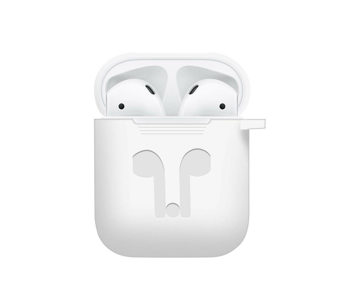 ZE Ultra-Slim Silicone Protective Cover Pouch And Hook For Apple Airpods - White - Zoom Image