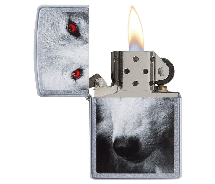 Zippo 28877 Wolf With Red Eyes Lighter Silver - Zoom Image 1