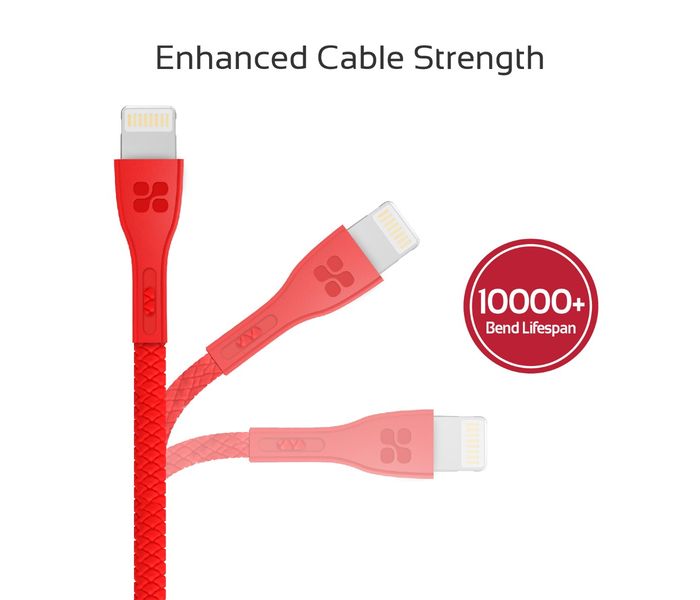 Promate Powerbeam-i Lightning to USB-A Charging Cable - 1.2 Metre, Red - Zoom Image 5