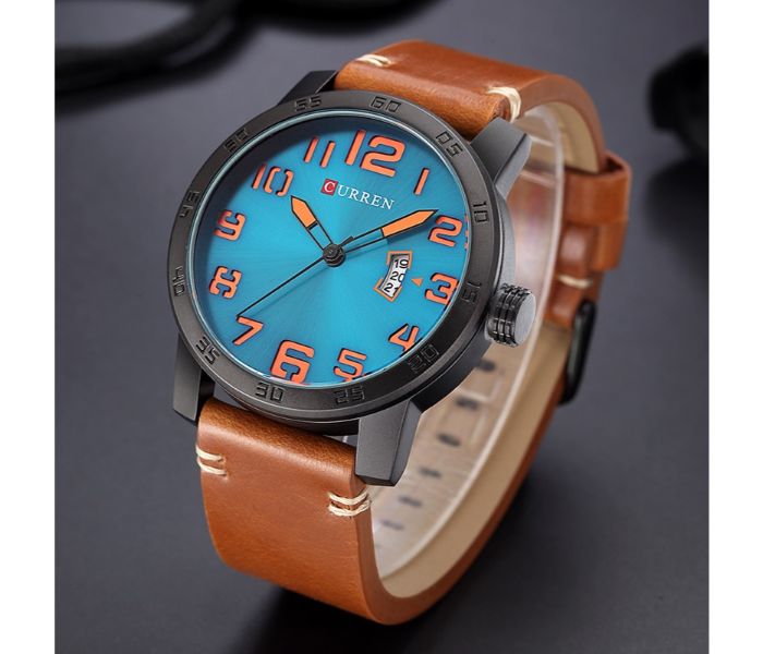 Curren 8254 Analog Quartz Watch For Men Brown and Blue - Zoom Image 1