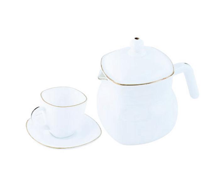 Royalford RF6809 Opal Ware Lyra Square Gold Line Dinner Set - White, 96 Pieces - Zoom Image 3