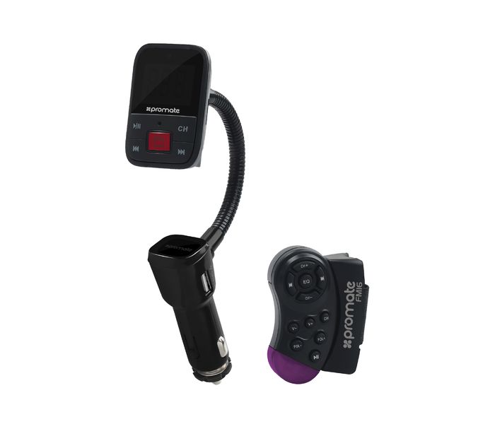 Promate FM16 Universal In-Car Transmitter Car Kit with USB charging Port - Black - Zoom Image 7