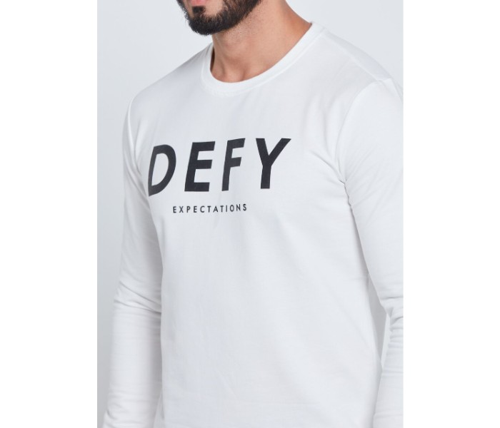 Petro OU10031 Printed Long Sleeve Round Neck T-Shirt M- White - Zoom Image 4