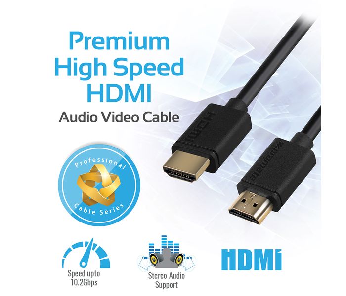 Promate LinkMate-H1L Premium 24K Gold Plated HDMI Cable - Black - Zoom Image 1