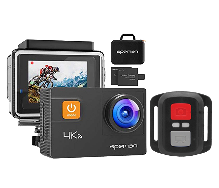 Apeman A80R 4K 20MP Wi-Fi Ultra HD 40M Underwater Waterproof Action Camera with Remote - Black - Zoom Image 9