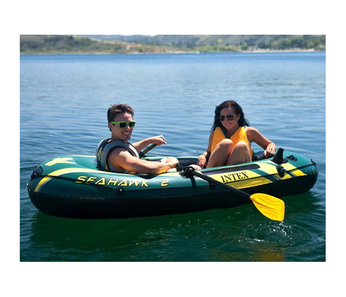 Intex ZX-68346 Inflatable Seahawk 2 Persons Portable Boat Set with Oars - Green - Zoom Image 1