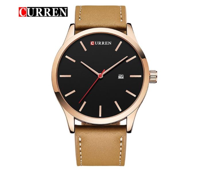 Curren 8214 Casual Simple Nail Dial Watch For Men Brown and Black - Zoom Image