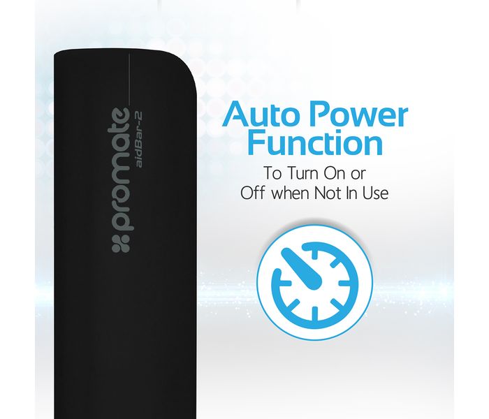 Promate Aid Bar-2 2500 mAh Ultra Compact Universal Power Bank, Black - Zoom Image 2