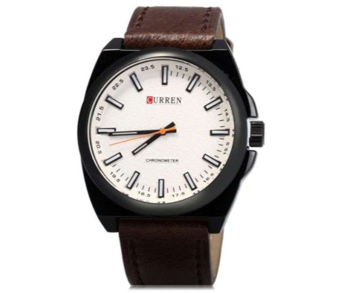 Curren 8168 Casual Analog Quartz Watch For Men Brown And White - Zoom Image 3