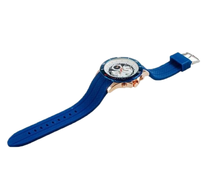 Curren 8143BLUG White Dial Blue Rubber Band Watch For Men - Zoom Image 4