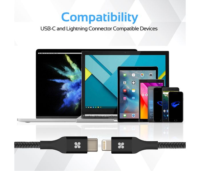 Promate UniLink-LTC USB Type-C OTG Cable with Lightning Connector - Black - Zoom Image 3