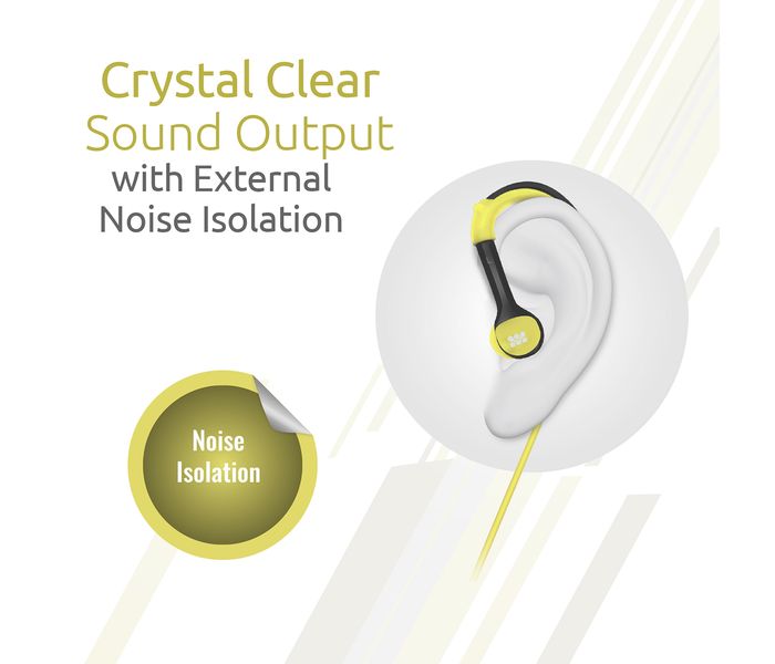 Promate Natty Universal Sporty Over the Ear Gear Buds Headphone with Noise Cancelling, Yellow - Zoom Image 1