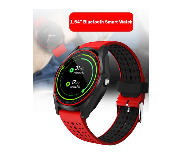 Smart S-009 Bluetooth Smart Watch with Camera - Black & Red - Zoom Image 2