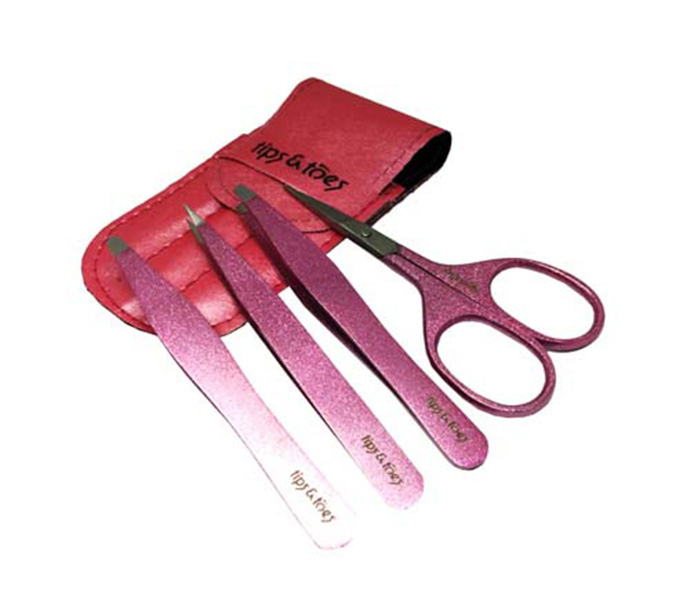 Tips & Toes TT-271PN Manicure Kit Set of 4 Pieces, Pink - Zoom Image 1