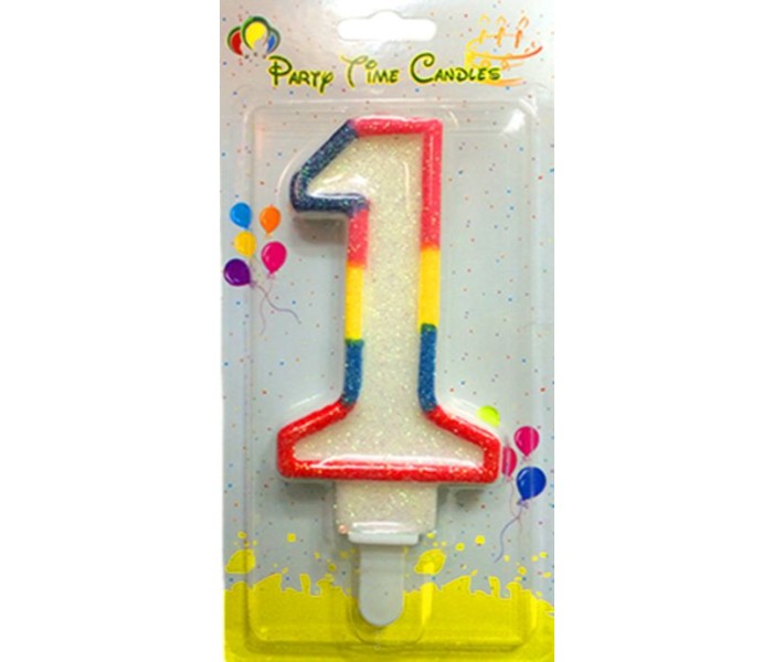 Party Time M098 Number 1 Birthday Candle Multicolor - Zoom Image