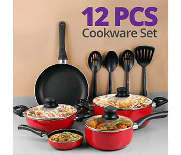 Royalford RF8247 12 Pieces Earnest Non-Stick Cookware Set - Red - Zoom Image 4