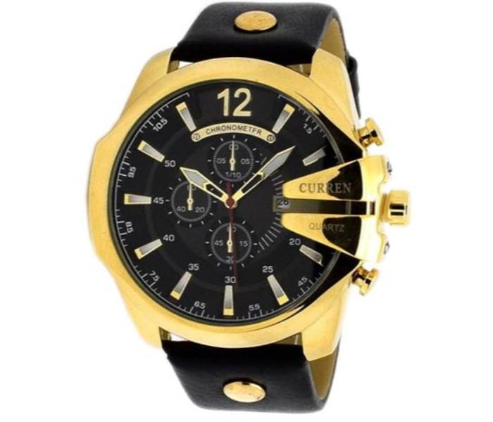 Curren 8176 Leather Band Analog Watch for Men Yellow - Zoom Image 1