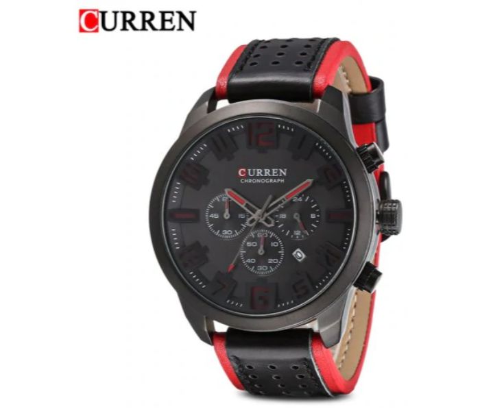 Curren 8289 Chronograph Watch For Men Black And Red - Zoom Image