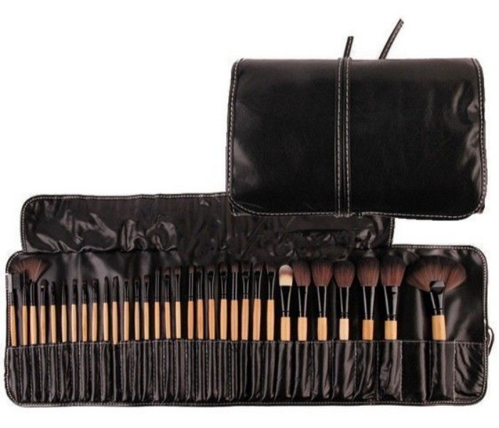 Cosmetic Makeup Beauty Brushes 32 Piece with Leather Case Pouch CM021 Wood - Zoom Image 4