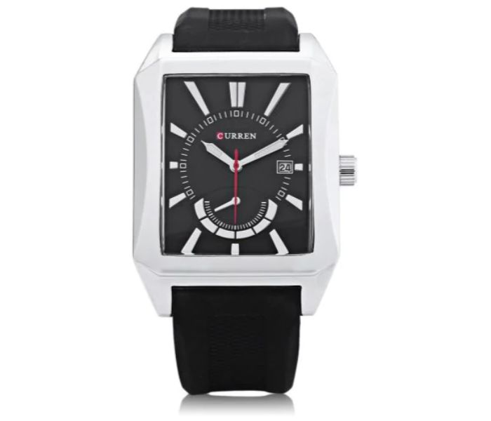 Curren 8144 Rubber Strap Analog Watch For Men Black - Zoom Image