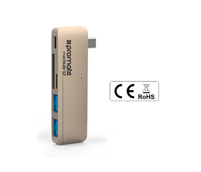 Promate Machub-12 USB TYPE-C HUB, Gold - Zoom Image 3