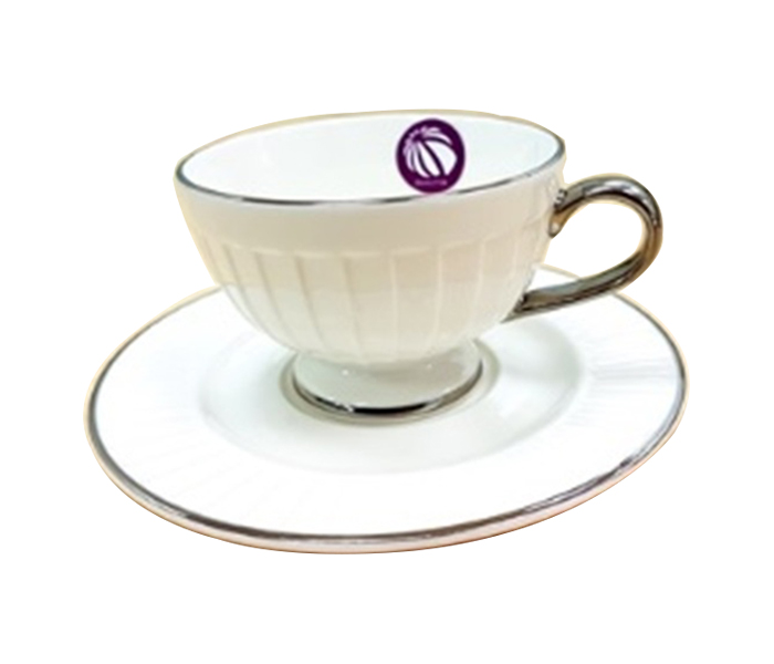 Qualitier QA-IP-1005-06 Drape Platinum Cup & Saucer - White - Zoom Image