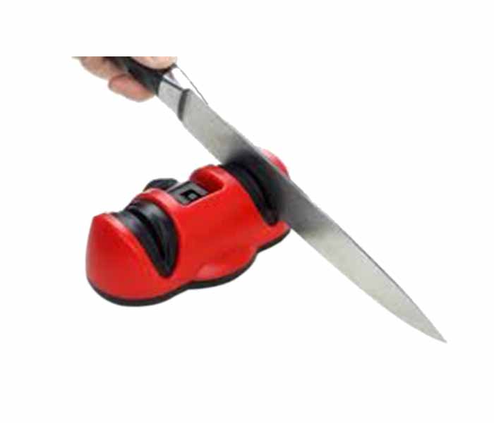 2 Slots Kitchen Suction Cup Knife Sharpener - Red - Zoom Image 1