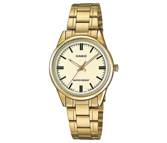 Casio LTP-V005G-9BVUDF Womens Analog Watch Gold and Beige - Zoom Image