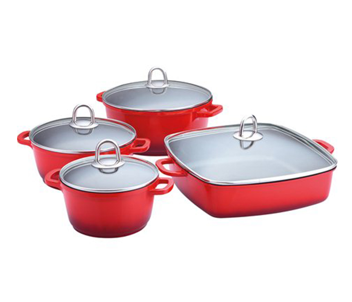 Lamart K16202428 8ks set Ceramic Cookware Set, Red - 8 Pieces - Zoom Image