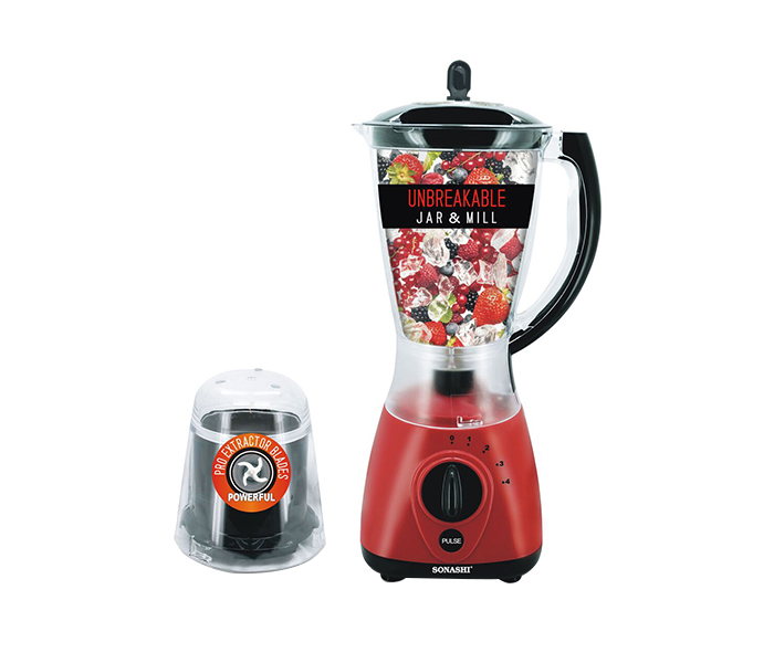 Sonashi SB-154 2-in-1 Stand Blender with Unbreakable Jar & Mill - Red - Zoom Image 4