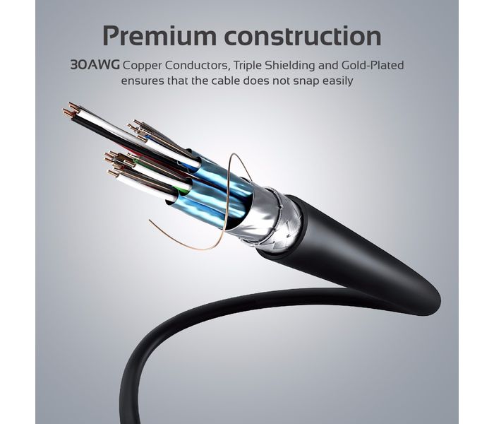 Promate ProLink4K2-300 High Definition Right Angle 4K HDMI Audio Video Cable - Black - Zoom Image 3