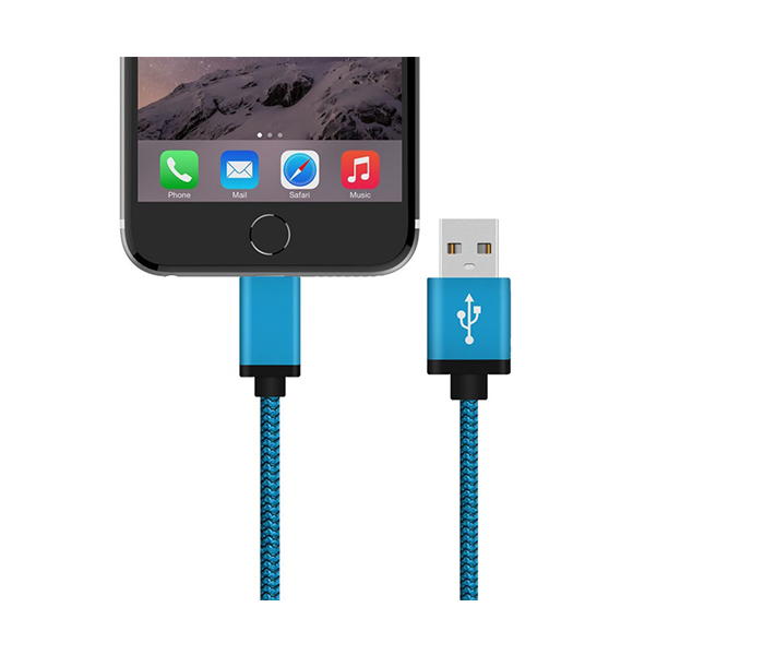 iends IN-CA196 Braided Lightning USB Cable - Blue - Zoom Image 3