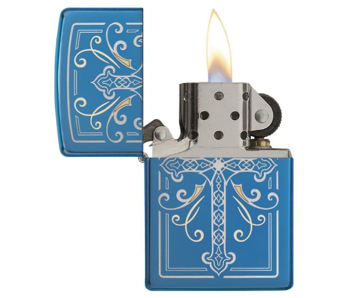 Zippo 29608 20446 Elegant Cross Design Lighter Blue - Zoom Image 1