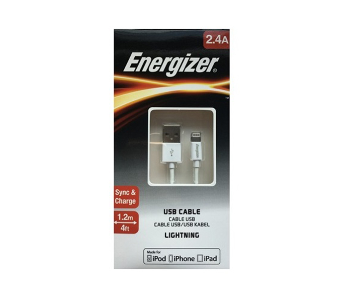 Energizer C11UBLIGWH4 1.2 Meter Lightning USB Cable - White - Zoom Image 1