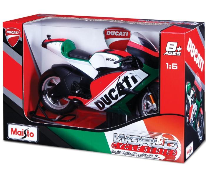 Maisto Tech 32226 Ducati Motorcycle With Flag Color Graphics White and Green - Zoom Image